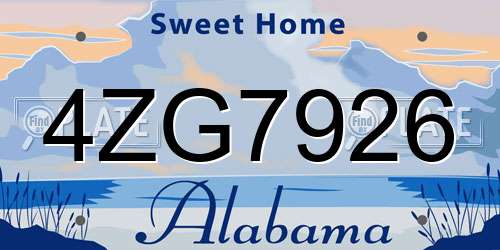 4ZG7926 Alabama License Plate