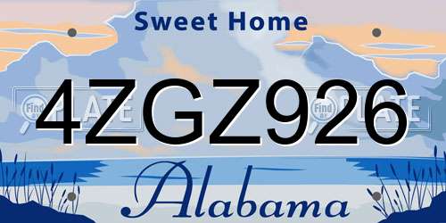 4ZGZ926 Alabama License Plate