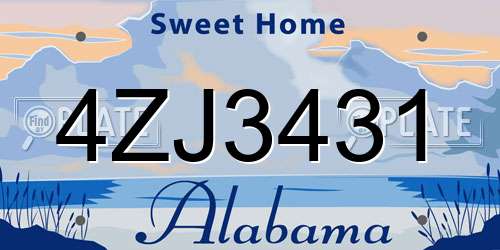 4ZJ3431 Alabama License Plate