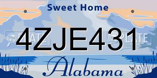 4ZJE431 Alabama License Plate