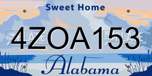 4ZOA153 Alabama License Plate