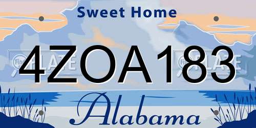4ZOA183 Alabama License Plate
