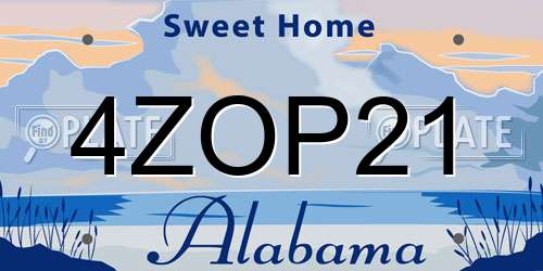 4ZOP21 Alabama License Plate