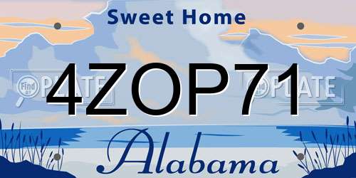 4ZOP71 Alabama License Plate