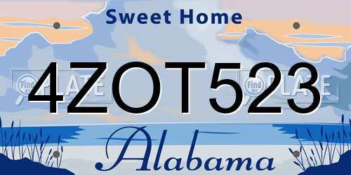 4ZOT523 Alabama License Plate