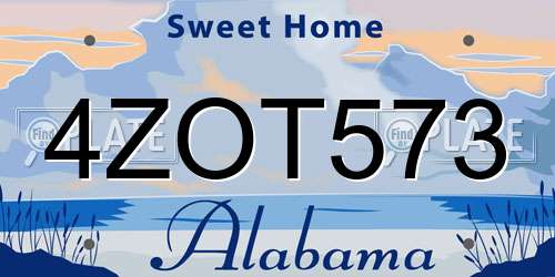 4ZOT573 Alabama License Plate