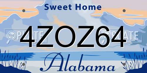 4ZOZ64 Alabama License Plate