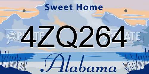 4ZQ264 Alabama License Plate