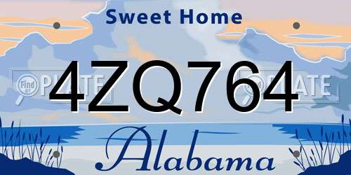 4ZQ764 Alabama License Plate