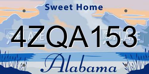 4ZQA153 Alabama License Plate