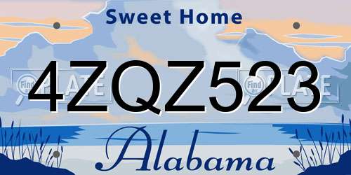 4ZQZ523 Alabama License Plate