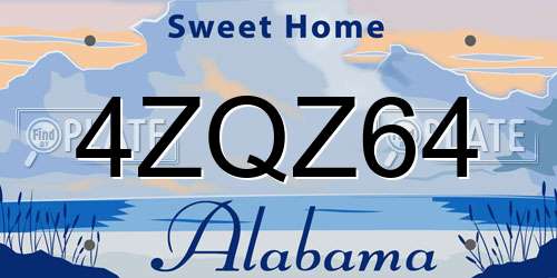 4ZQZ64 Alabama License Plate