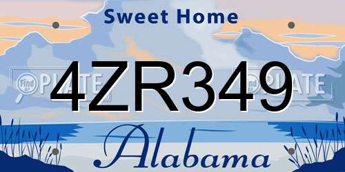 4ZR349 Alabama License Plate