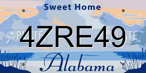 4ZRE49 Alabama License Plate