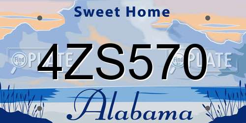 4ZS570 Alabama License Plate