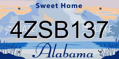 4ZSB137 Alabama License Plate