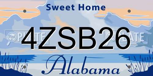 4ZSB26 Alabama License Plate