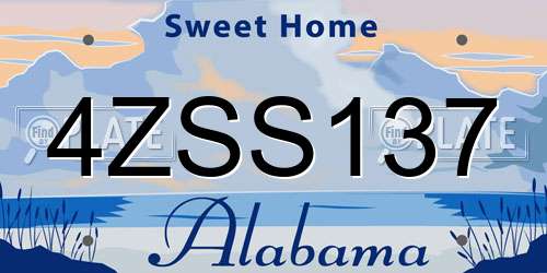 4ZSS137 Alabama License Plate