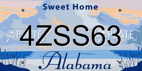 4ZSS63 Alabama License Plate