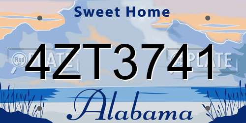4ZT3741 Alabama License Plate
