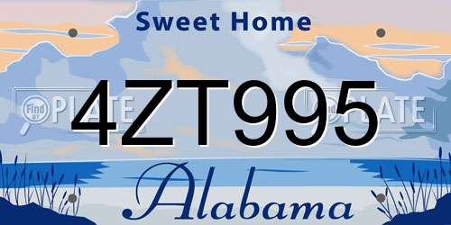 4ZT995 Alabama License Plate