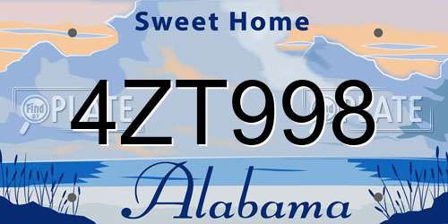 4ZT998 Alabama License Plate