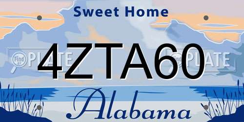 4ZTA60 Alabama License Plate