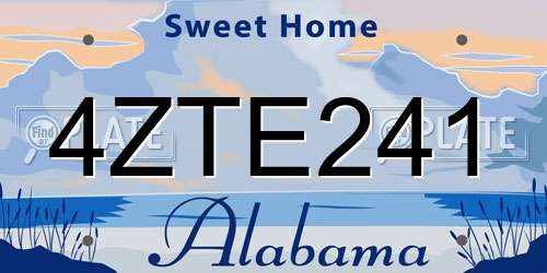 4ZTE241 Alabama License Plate