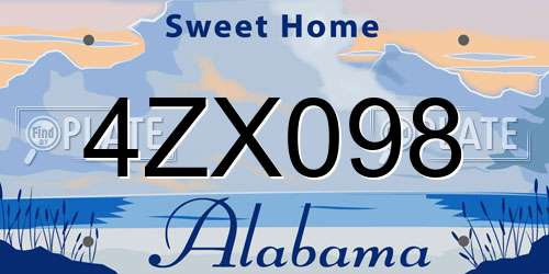 4ZX098 Alabama License Plate