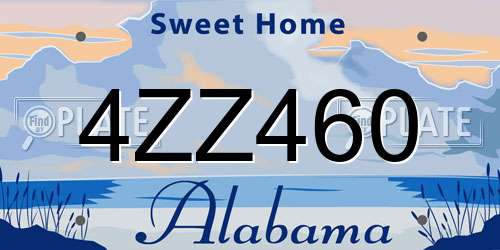 4ZZ460 Alabama License Plate