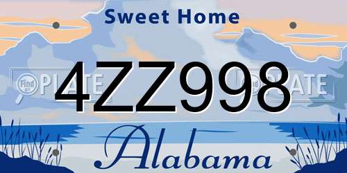 4ZZ998 Alabama License Plate