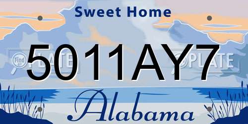 5011AY7 Alabama License Plate
