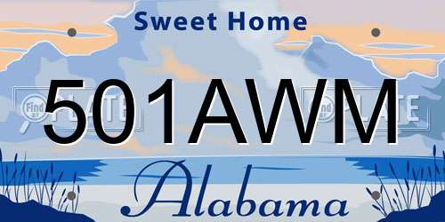 501AWM Alabama License Plate