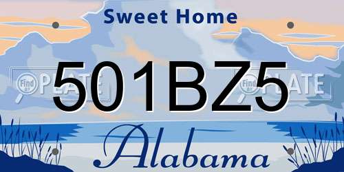 501BZ5 Alabama License Plate