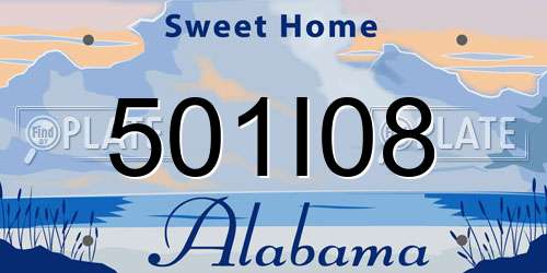 501I08 Alabama License Plate
