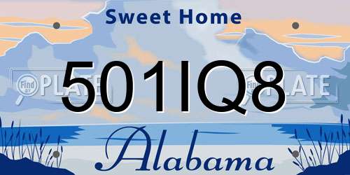 501IQ8 Alabama License Plate