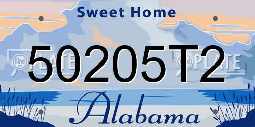 50205T2 Alabama License Plate