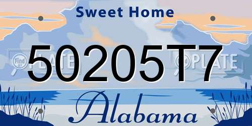 50205T7 Alabama License Plate