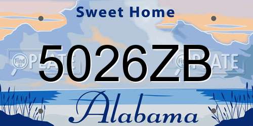 5026ZB Alabama License Plate