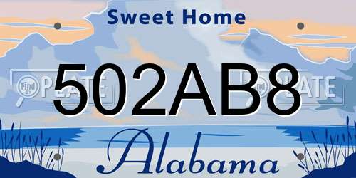 502AB8 Alabama License Plate