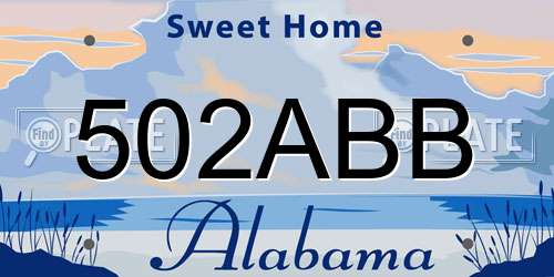 502ABB Alabama License Plate