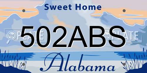502ABS Alabama License Plate