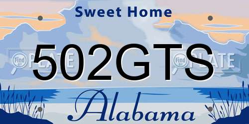 502GTS Alabama License Plate
