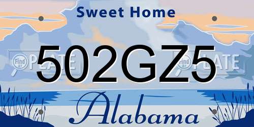 502GZ5 Alabama License Plate