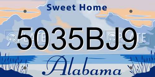 5035BJ9 Alabama License Plate