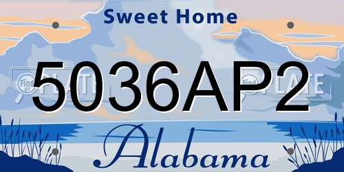 5036AP2 Alabama License Plate
