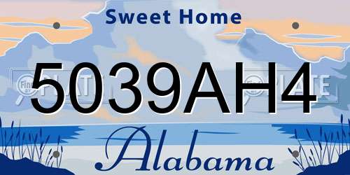 5039AH4 Alabama License Plate