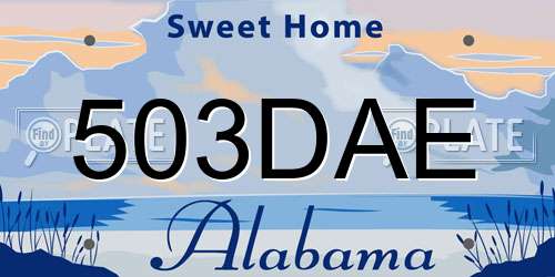 503DAE Alabama License Plate