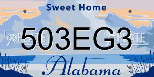 503EG3 Alabama License Plate