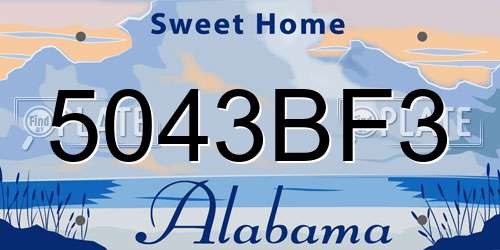 5043BF3 Alabama License Plate